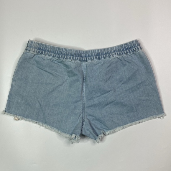 Aerie Chambray Raw Hem Drawstring Stretch Waist Shorts Medium NWT - Picture 2 of 8